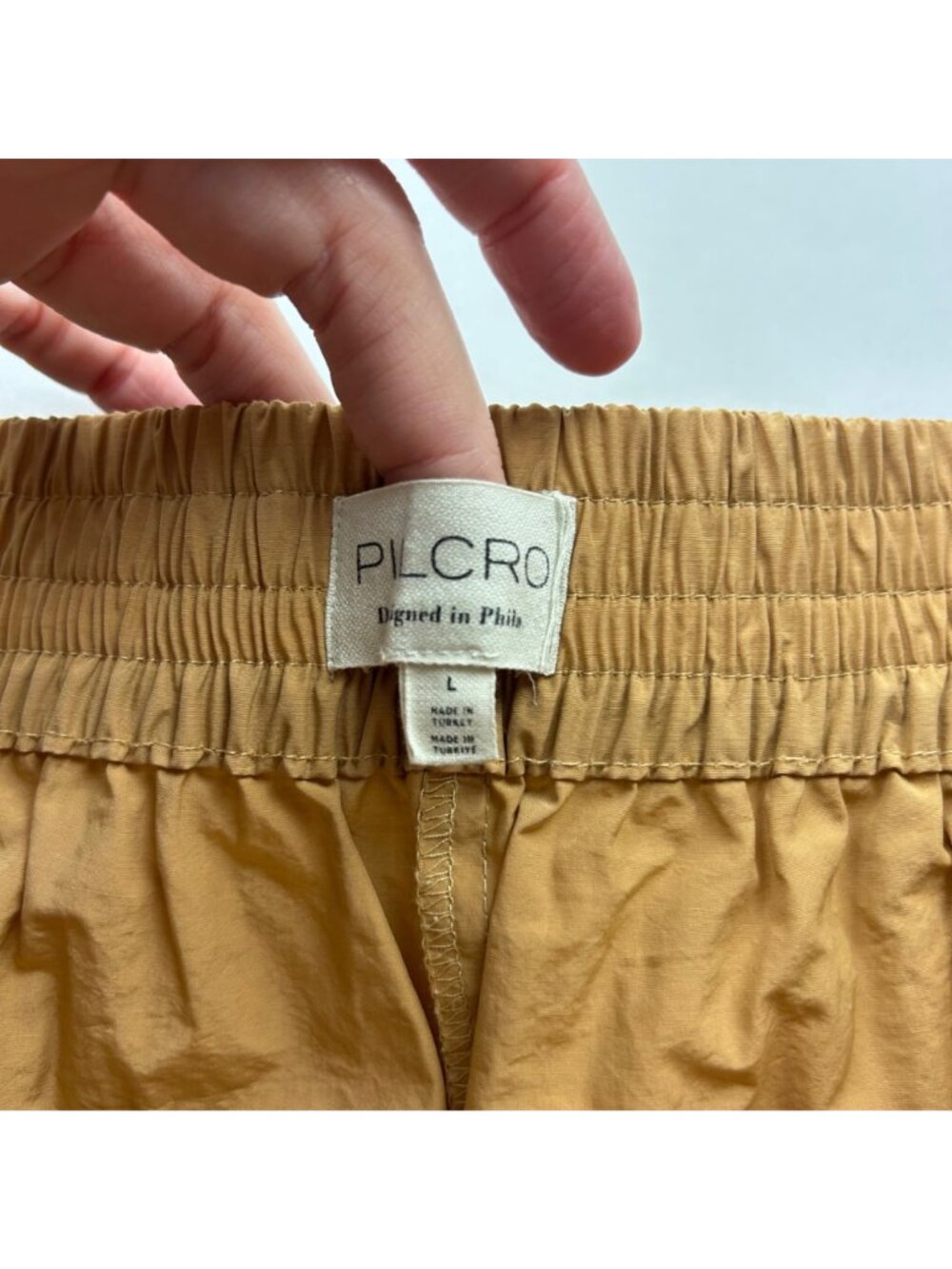 Pilcro Camel Brown Nylon Wide Leg Cargo Parachute Pant L - Picture 3 of 7